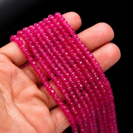 Ruby Quartz Faceted Rondelle Beads Pink Ruby Quartz Rondelle Beads 4-5 MM Ruby Quartz Beads for Handmade Designer Jewelry Making Craft