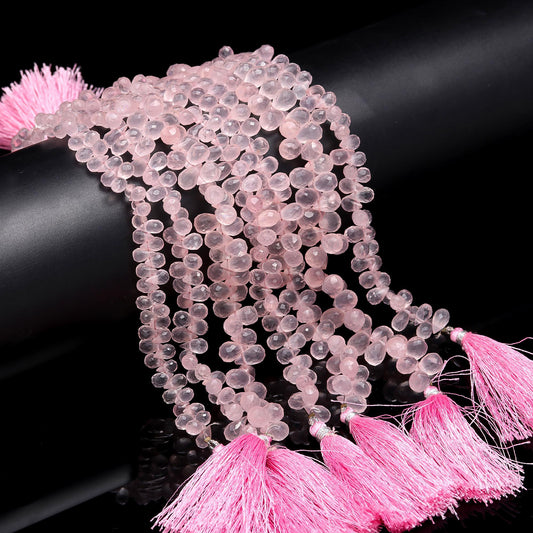 Rose Quartz Faceted Tear Shape Beads Excellent Quality Natural Rose Pink Quartz Tear Shape Briolettes Bead for Designer Jewelry Making Craft