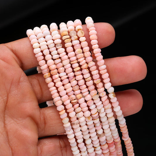 Pink Opal Faceted Rondelle Beads 4 MM Natural Shaded Pink Opal Rondelle Gemstone Beads for Jewelry Necklace Bracelet Making & Reselling