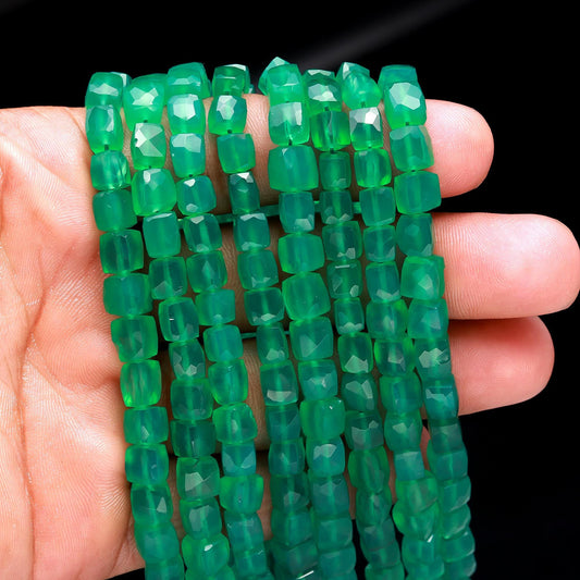 Green Onyx Faceted Cube Beads AAA Natural Green Onyx Cube Box Shape Beads Faceted Onyx Beads Cube Shape Beads for Jewelry Making Craft