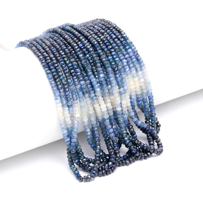 AAA Natural Blue Sapphire Shaded Faceted Rondelle Beads | 3.5-4MM Blue Sapphire Rondelle Beads | Shaded Blue Sapphire Beads for Jewelry