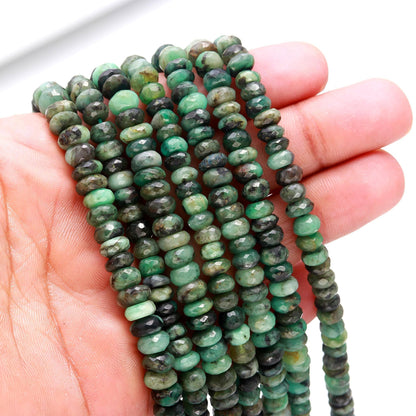 Emerald Faceted Rondelle Beads Natural Emerald Rondelle Beads Faceted Emerald Beads for Designer Jewelry Necklace & Bracelet Making Craft