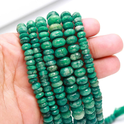 Emerald Faceted Rondelle Beads Natural Emerald Rondelle Beads Faceted Emerald Beads for Designer Handmade Jewelry Necklace Making Craft