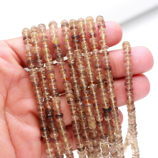 Bio Lemon Quartz Faceted Rondelle Beads Natural Bio Lemon Quartz Rondelle Beads Faceted Bio Lemon Quartz Beads for Jewelry Making Craft