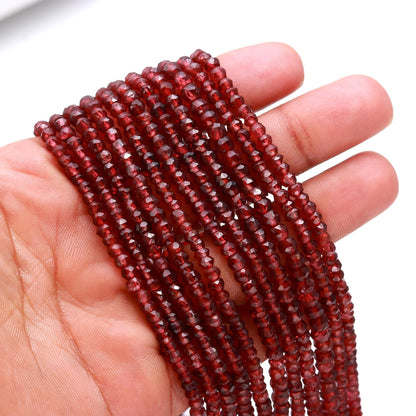 AAA Natural Mozambique Garnet Faceted Rondelle Beads, 4 MM Garnet Rondelle Rondelle Beads, Natural Garnet Rondelle Beads for Jewelry Making