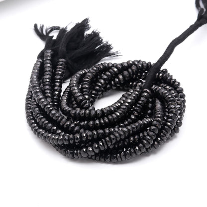 Black Spinal Faceted Rondelle Beads 6-7 MM Black Spinal Rondelle Beads AAA Faceted Natural Black Spinal Beads for Jewelry Making Craft