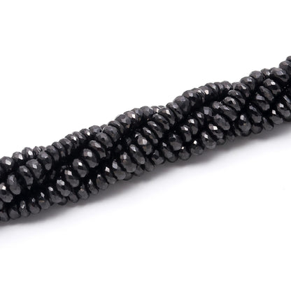 Black Spinal Faceted Rondelle Beads 6-7 MM Black Spinal Rondelle Beads AAA Faceted Natural Black Spinal Beads for Jewelry Making Craft