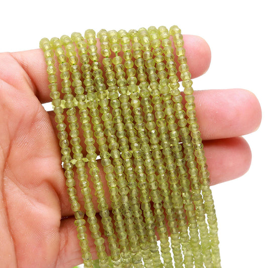 Peridot Faceted Rondelle Beads 3.25 MM - 3.5 MM Deep Green Peridot Rondelle Beads Natural Peridot Beads for Jewelry Making Craft