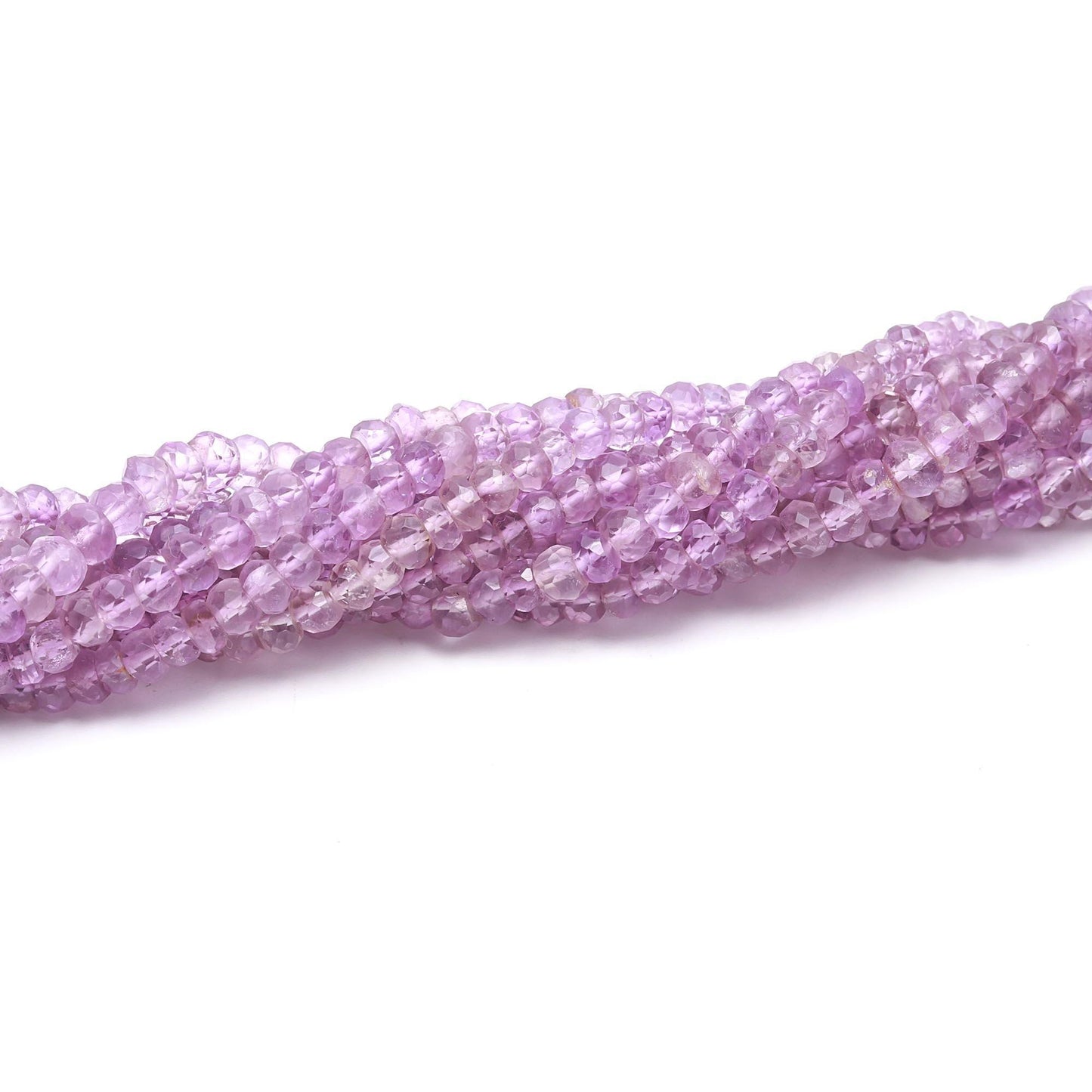 AAA Natural Pink Amethyst Faceted Rondelle Beads, 4-4.5/4.5-5 MM Pink Amethyst Rondelle Beads, Purple Amethyst Rondelle Beads Strand