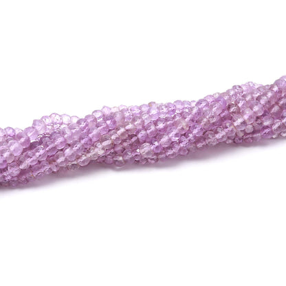 AAA Natural Pink Amethyst Faceted Rondelle Beads, 4-4.5/4.5-5 MM Pink Amethyst Rondelle Beads, Purple Amethyst Rondelle Beads Strand