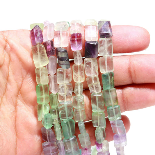 4 Strands Multi Fluorite Beads Natural Multi Fluorite Chiclet Shape for Fancy Handmade Designer Jewelry Necklace Pendant Earrings Making