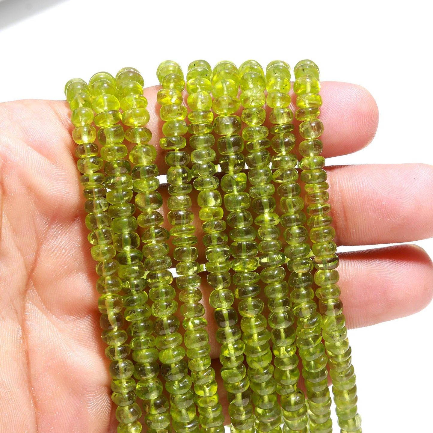 AAA Peridot smooth Rondelle Beads, 5.5-6.5 MM Peridot Rondelle Beads, 13 Inch Plain Peridot Rondelle Beads for Jewelry Making