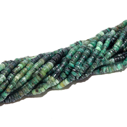 Shaded Emerald Heishi Washer Beads Excellent Quality Natural Shaded Emerald Washer Beads 16 Inch Washer Emerald Beads for Jewelry Making