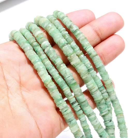 Emerald Heishi Washer Beads Natural Light Green Color Emerald Heishi Washer Bead AAA Quality 16 Inch Heishi Washer Emerald Beads for Jewelry