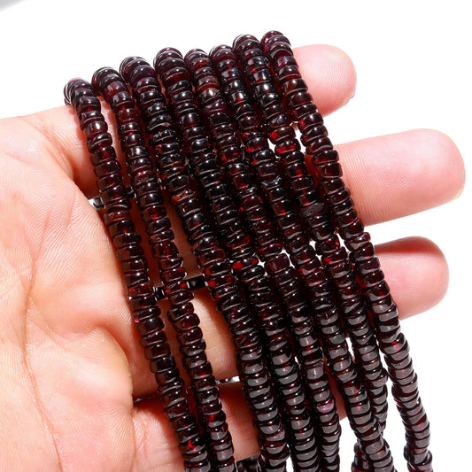 Garnet Heishi Washer Beads Natural Garnet Smooth Tyre Shape Beads Heishi Washer Garnet Beads for Jewelry Necklace & Bracelet Making Craft