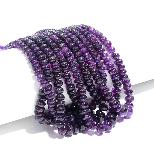Amethyst Smooth Rondelle Beads Deep Blue Amethyst Rondelle Beads Natural African Amethyst Rondelle Smooth Beads Necklace for Jewelry Making