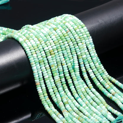 3 Strands Green Opal Rondelle Beads  4-5 MM, 5-5.5 MM Green Shaded Opal Smooth Gemstone Rondelle for Handmade Jewelry Making & Reselling