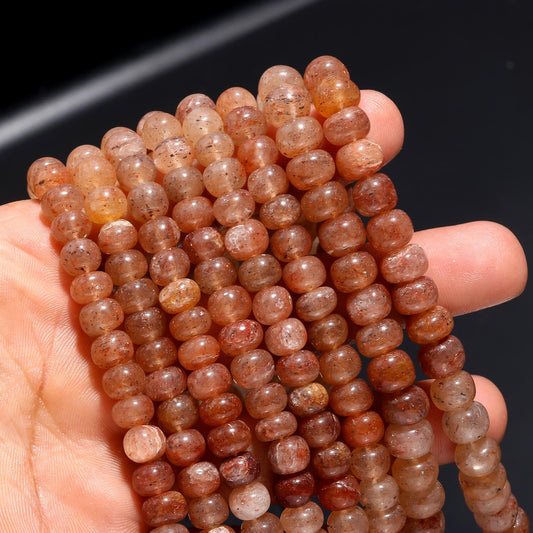 Sunstone Smooth Rondelle Beads Natural Sunstone Shaded Rondelle Beads 7-8 MM Sunstone Gemstone Beads for Jewelry Necklace Making Craft