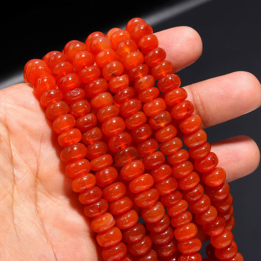 Carnelian Smooth Rondelle Beads Natural Smooth Carnelian Round Beads Caroline Round Beads for Jewelry Making Necklace & Bracelet Craft