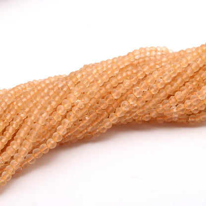 Natural Citrine Faceted Rondelle Beads 3.5-4 MM/4-4.5 MM Citrine Rondelle Beads, 13” Natural Citrine Rondelle Bead for Jewelry Making