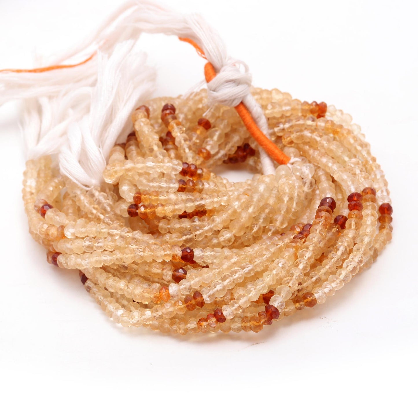 Citrine Shaded Faceted Rondelle Beads Brandy Citrine Rondelle Beads 4-4.5 MM Citrine Rondelle Beads Natural Citrine Beads for Jewelry Making