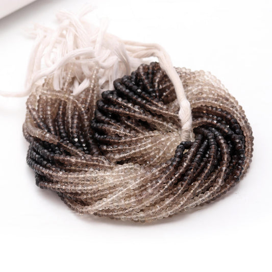 Smokey Quartz Faceted Rondelle Beads 4-4.5 MM Smokey Quartz Rondelle Beads Natural Smokey Beads for Jewelry Making Necklace & Bracelet