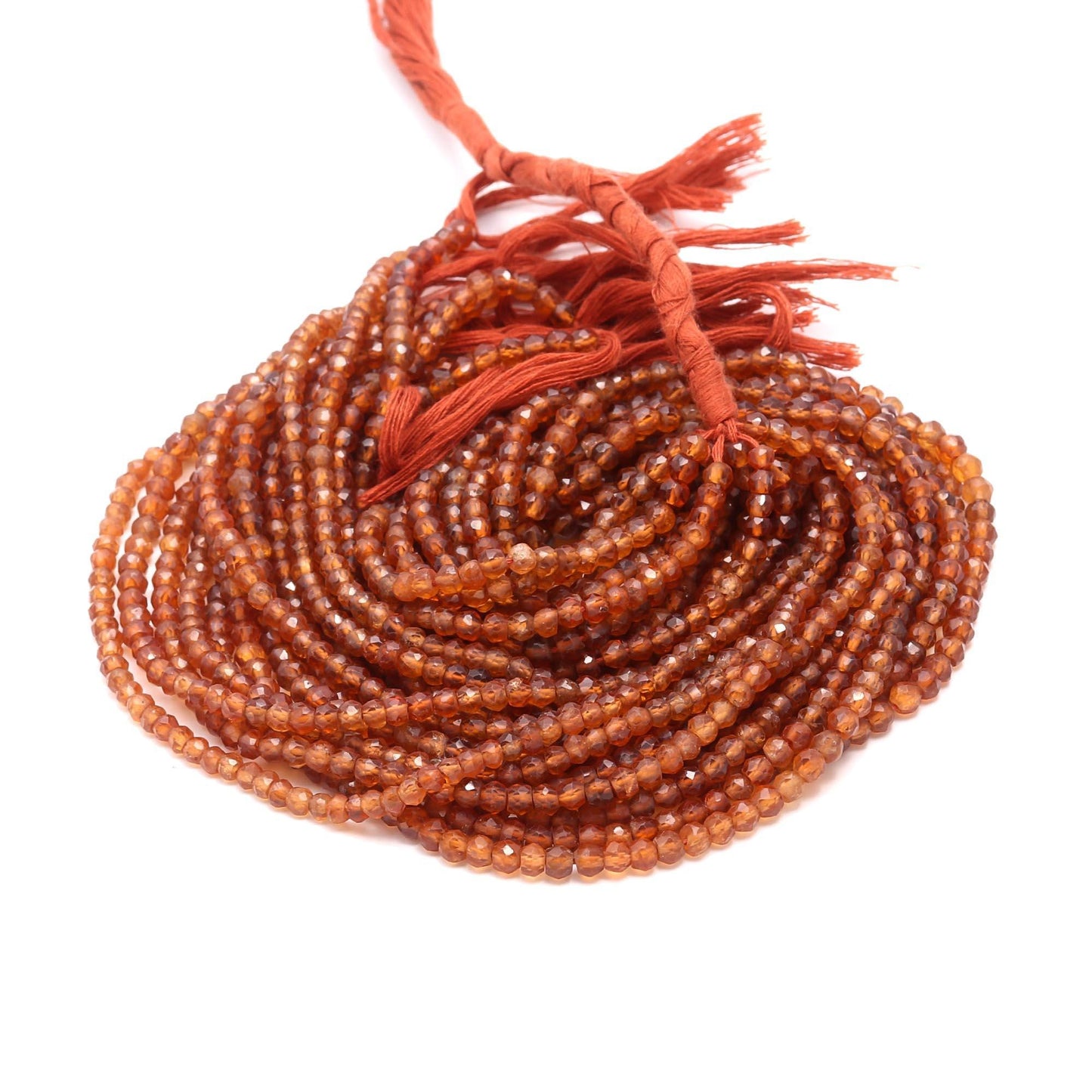 Hessonite Garnet Faceted Rondelle Beads 4-4.5 MM Hessonite Rondelle Beads Natural Faceted Hessonite Garnet Beads for Jewelry Making Craft