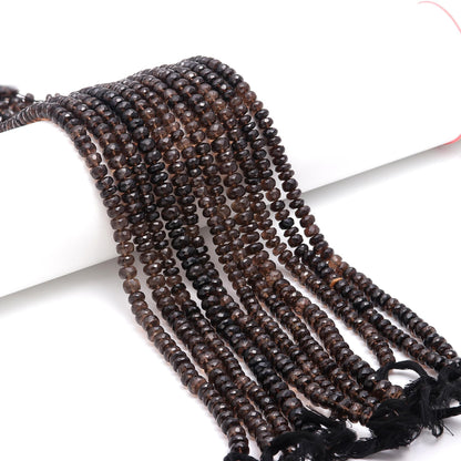 Smokey Quartz Faceted Rondelle Beads Natural Smokey Quartz Rondelle Beads Faceted Smokey Quartz Beads for Jewelry Making Necklace & Bracelet