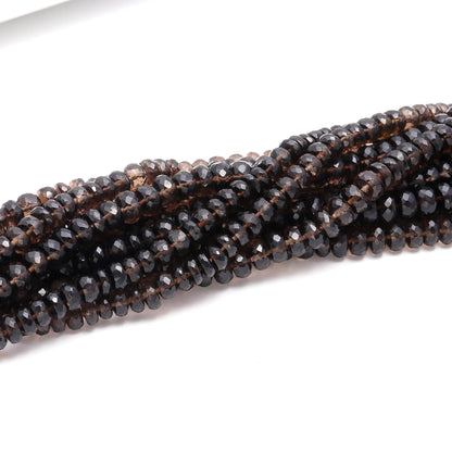 Smokey Quartz Faceted Rondelle Beads Natural Smokey Quartz Rondelle Beads Faceted Smokey Quartz Beads for Jewelry Making Necklace & Bracelet