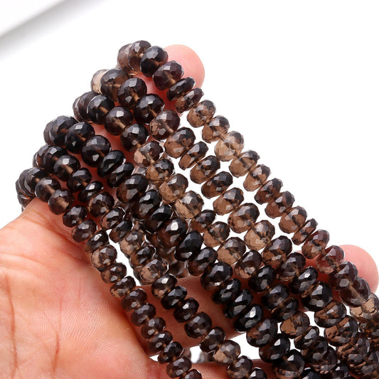 Smokey Quartz Faceted Rondelle Beads Natural Smokey Quartz Rondelle Beads Faceted Smokey Quartz Beads for Jewelry Making Necklace & Bracelet