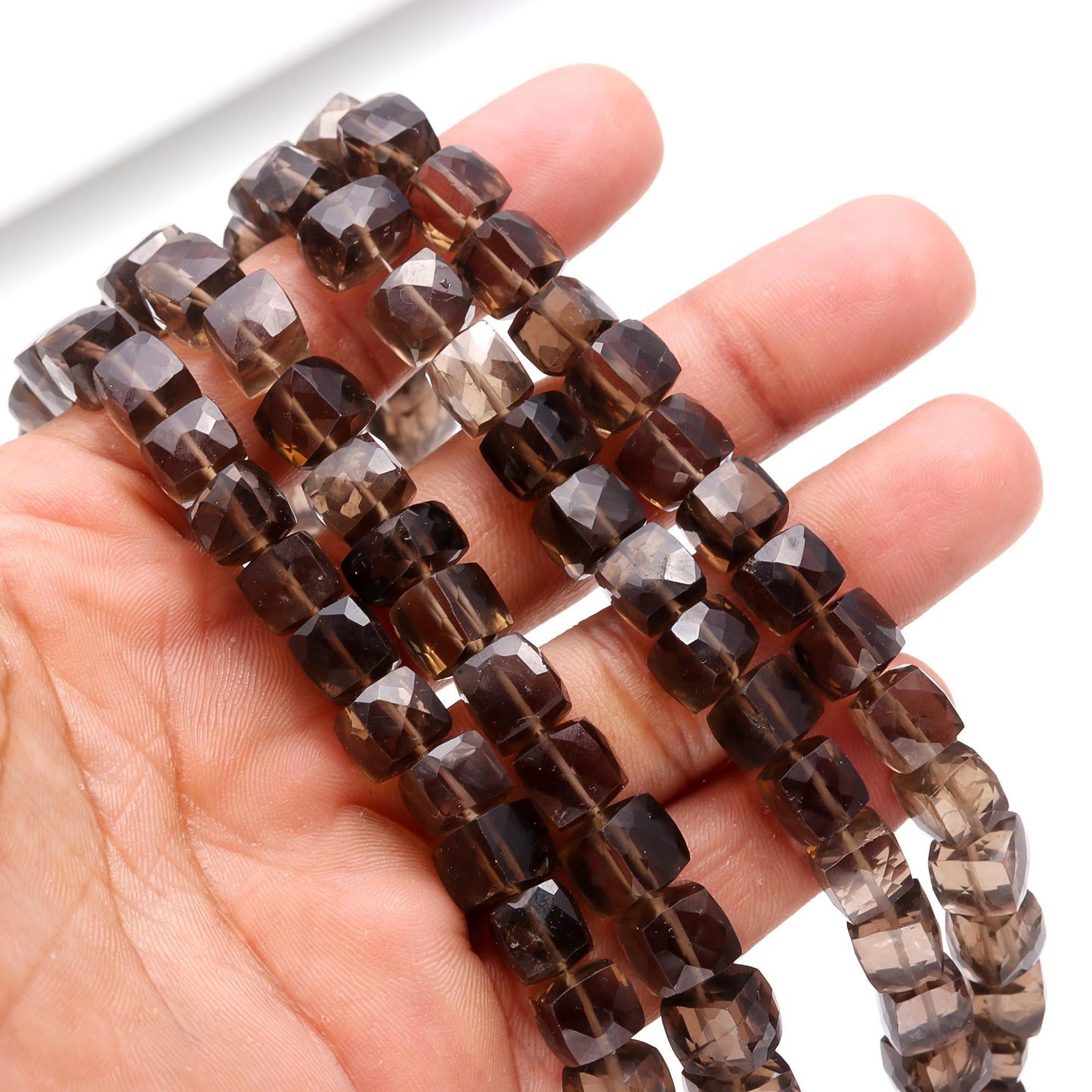 Smokey Faceted Cube Beads Smokey Cube Box Beads Faceted Smokey Cube Beads AAA Natural Smokey Cube Box Shape Beads for Jewelry Making Craft