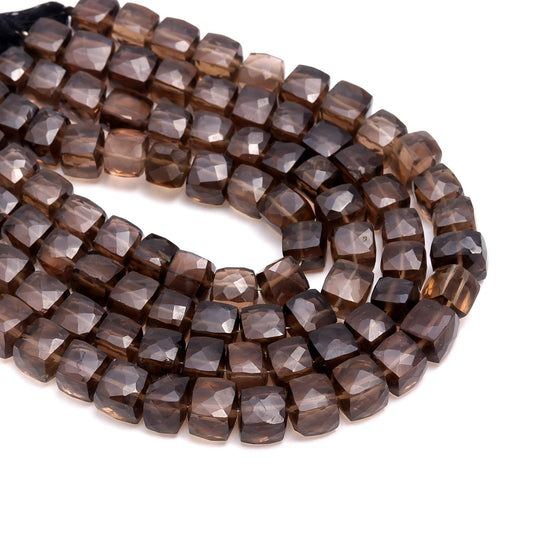 Smokey Faceted Cube Beads Smokey Cube Box Beads Faceted Smokey Cube Beads AAA Natural Smokey Cube Box Shape Beads for Jewelry Making Craft