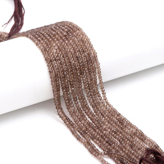 Smokey Quartz Faceted Rondelle Beads Natural Smokey Quartz 4-4.5 MM Beads for Handmade Designer Jewelry Making Craft & Bijoux Supplies