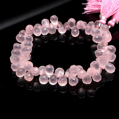 Rose Quartz Faceted Tear Shape Beads Excellent Quality Natural Rose Pink Quartz Tear Shape Briolettes Bead for Designer Jewelry Making Craft