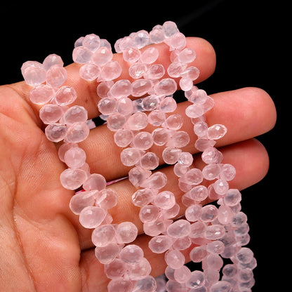 Rose Quartz Faceted Tear Shape Beads Excellent Quality Natural Rose Pink Quartz Tear Shape Briolettes Bead for Designer Jewelry Making Craft