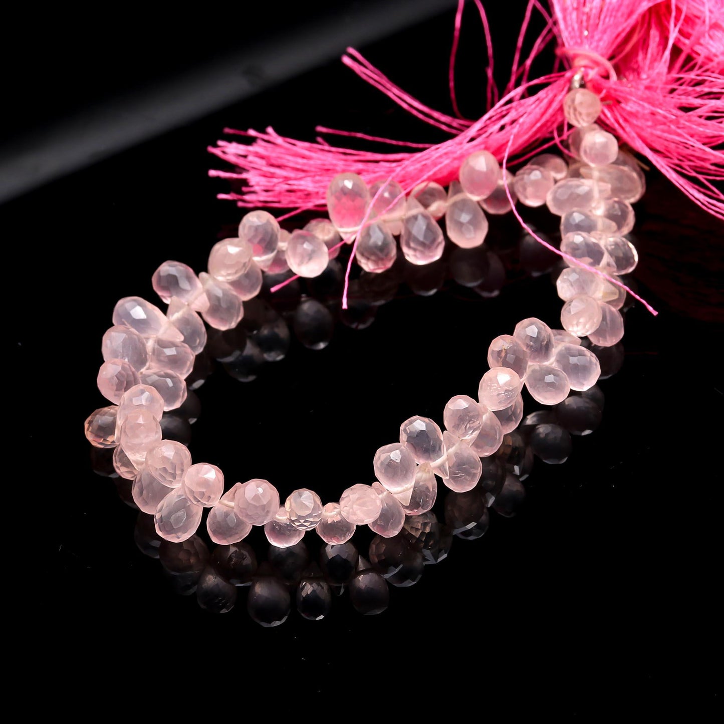Rose Quartz Faceted Teardrop Beads Excellent Quality Rose Quartz Side Drops 5x8-6x9 MM Briolettes Beads for Jewelry Necklace Earrings Making