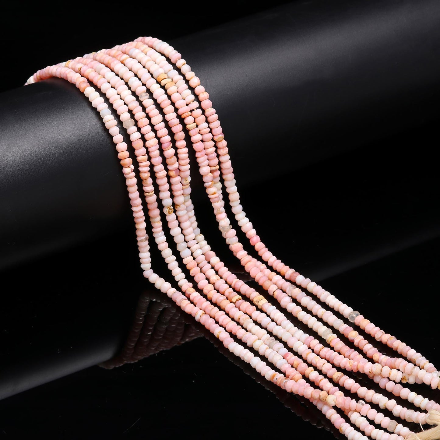 Pink Opal Faceted Rondelle Beads 4 MM Natural Shaded Pink Opal Rondelle Gemstone Beads for Jewelry Necklace Bracelet Making & Reselling