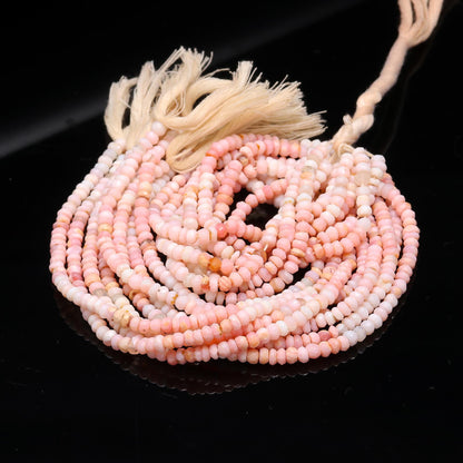 Pink Opal Faceted Rondelle Beads 4 MM Natural Shaded Pink Opal Rondelle Gemstone Beads for Jewelry Necklace Bracelet Making & Reselling