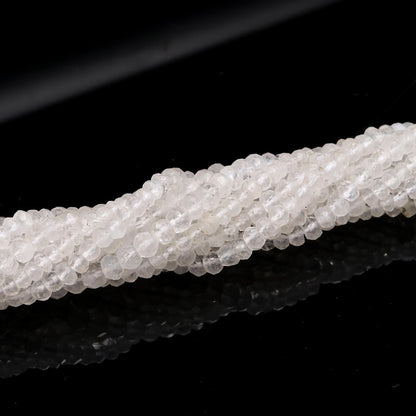 Cystal Quartz Faceted Rondelle Beads 3.5-4 MM Crystal Beads Natural Clear Crystal Rondelle Beads Faceted Crystal Beads for Jewelry Making