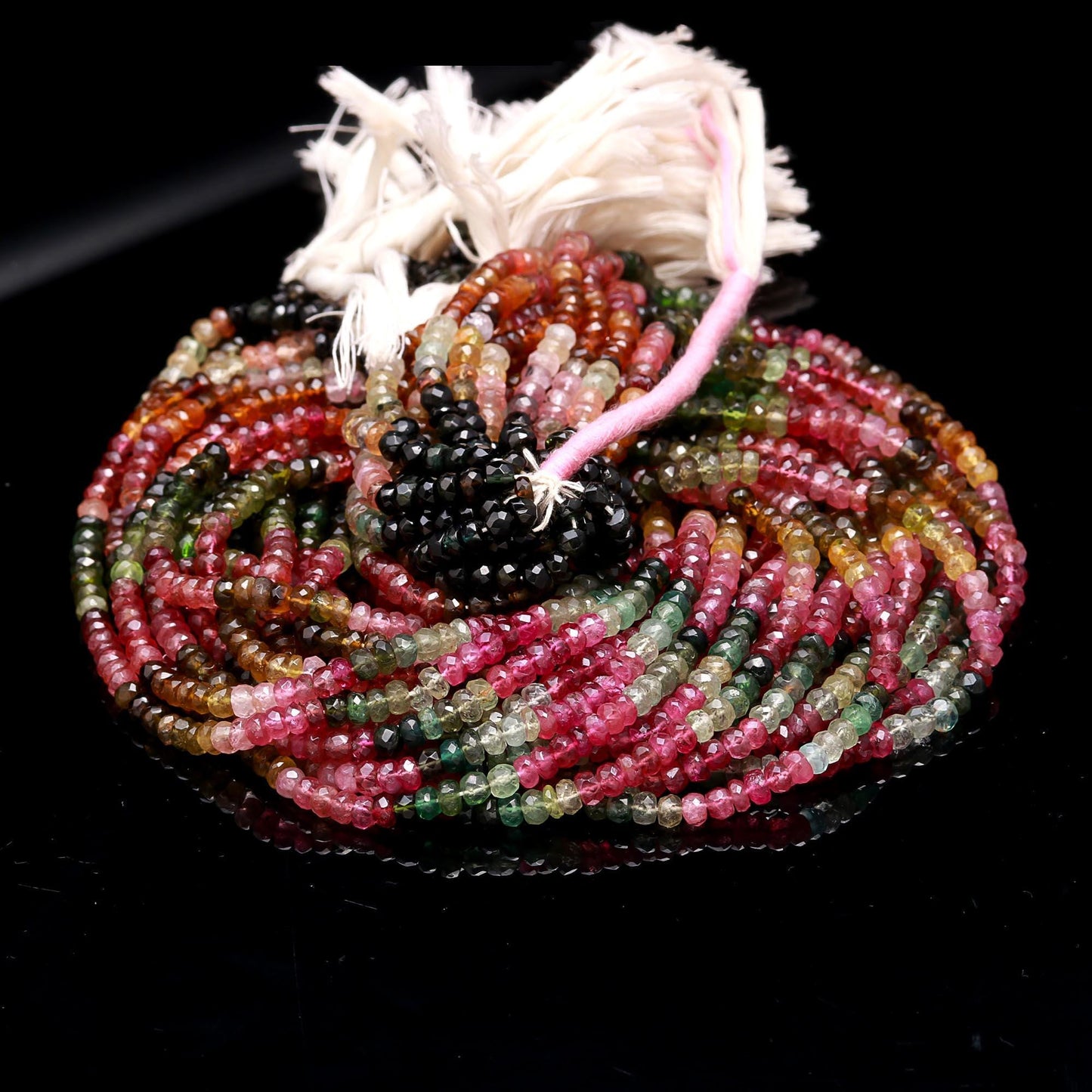 AAA Multi Tourmaline Faceted Rondelle Beads, 4-4.5 MM Tourmaline Rondelle Beads, 13"  Natural Multi Tourmaline Gemstone Beads For Jewelry