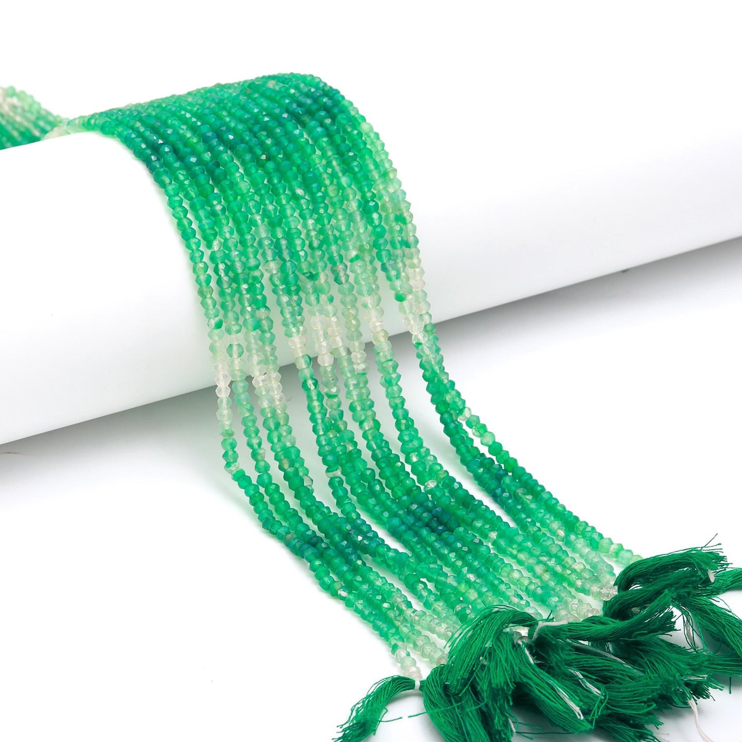 Green Onyx Shaded Faceted Rondelle Beads Natural Shaded Green Onyx Rondelle Beads 4 MM Green Onyx Beads for Designer Jewelry Making Craft