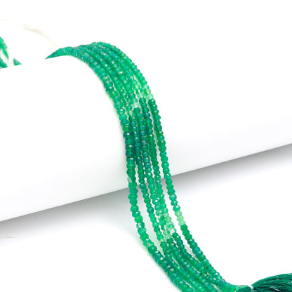 Green Onyx Shaded Faceted Rondelle Beads Natural Shaded Green Onyx Rondelle Beads 3.5-4 MM Green Onyx Gemstone Beads for Jewelry Making