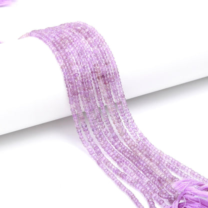 AAA Natural Pink Amethyst Faceted Rondelle Beads, 4-4.5/4.5-5 MM Pink Amethyst Rondelle Beads, Purple Amethyst Rondelle Beads Strand