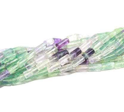 5 Strands Multi Fluorite Beads Natural Multi Fluorite Pipe Shape Beads for Designer Handmade Fancy Jewelry Necklace Pendant Earrings Making