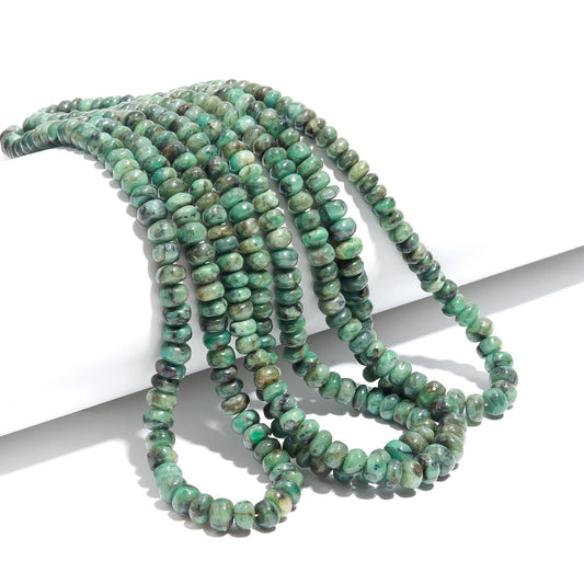 Emerald Smooth Beads 7-8 MM Natural Emerald Smooth Rondelle Sakota Emerald Rondelle 16" Strand for Handmade Designer Jewelry Craft Making