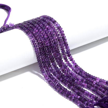 AAA Natural Amethyst Smooth Rondelle Beads, Blue Amethyst Rondelle Bead, Amethyst Rondelle Smooth Bead, 7-8 MM Plain Amethyst Rondelle Bead