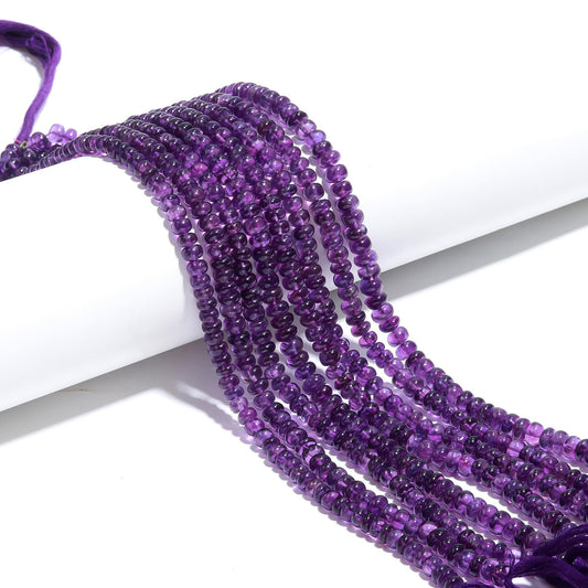 AAA Natural Amethyst Smooth Rondelle Beads, Blue Amethyst Rondelle Bead, Amethyst Rondelle Smooth Bead, 7-8 MM Plain Amethyst Rondelle Bead