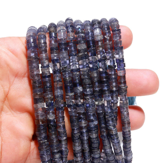 Iolite Heishi Washer Beads Excellent Quality Natural Iolite Washer Beads 16 Inch Smooth Washer Iolite Beads Natural Beads for Her Jewelry