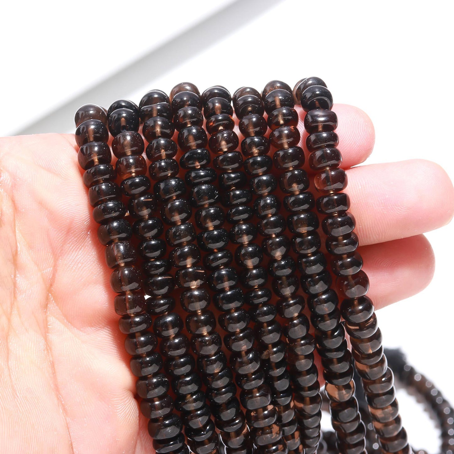 Smokey Quartz Smooth Rondelle Beads Natural Smokey Quartz Rondelle Beads 6-7 MM Smooth Smokey Quartz Beads for Designer Jewelry Making Craft
