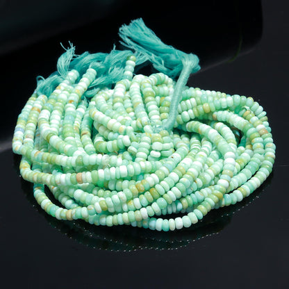 3 Strands Green Opal Rondelle Beads  4-5 MM, 5-5.5 MM Green Shaded Opal Smooth Gemstone Rondelle for Handmade Jewelry Making & Reselling